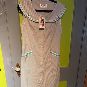 Bettie Page striped dress.